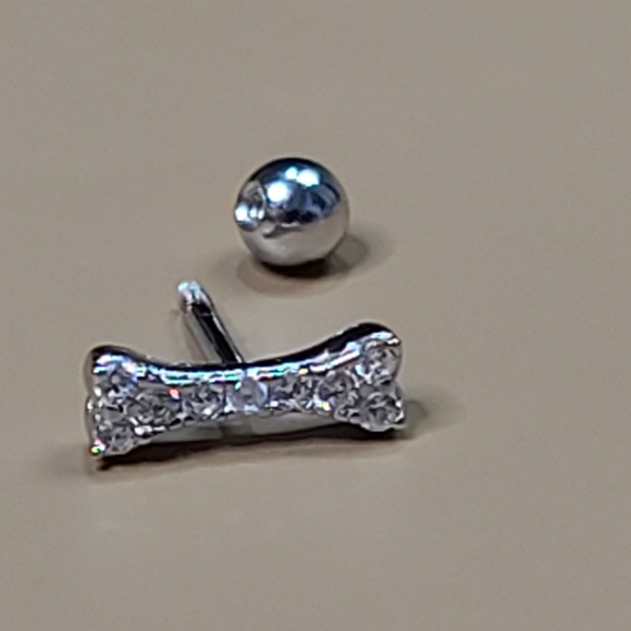 925 Sterling Silver Inlaid Zircon Dog Doggy Bone Puppy Stack - Picture 9 of 12